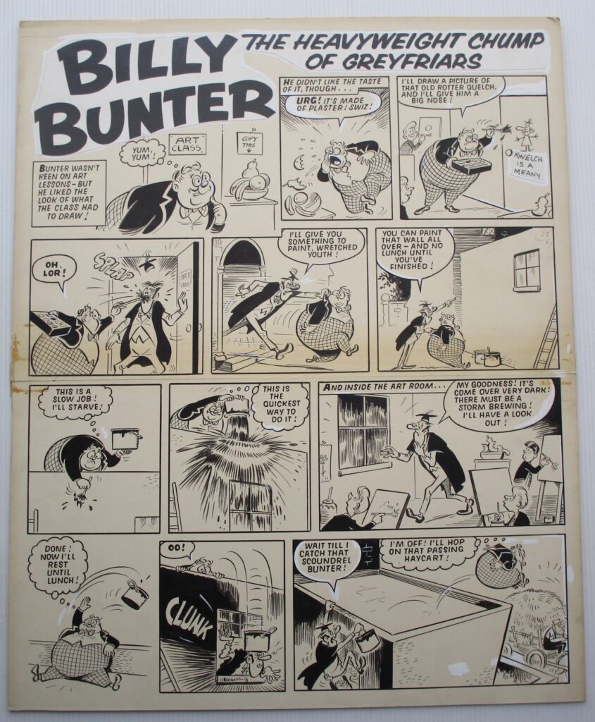 “Billy Bunter” by Reg Parlett, for Valiant. The art is dated 27th April 1968