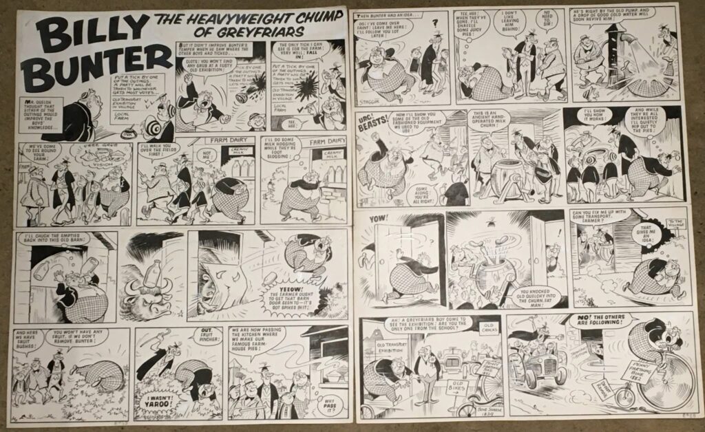 Mid 1960s “Billy Bunter” art for Valiant by Reg Parlett. With thanks to Phil Shrimpton of Phil-Comics