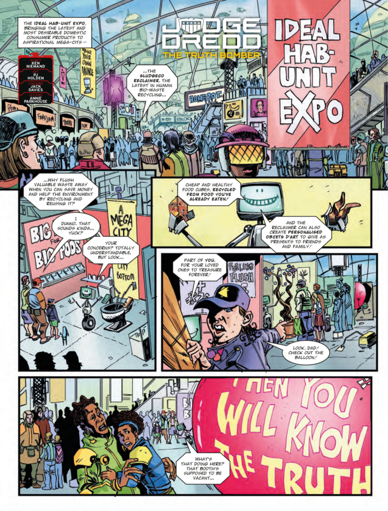 2000AD Prog 2426 - JUDGE DREDD // THE TRUTH BOMBER
Script: Ken Niemand / Art: PJ Holden / Colours: Jack Davies / Letters: Annie Parkhouse