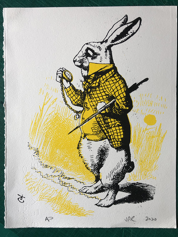 John Patrick Reynolds Screenprints 2025 - Alice in Wonderland's White Rabbit