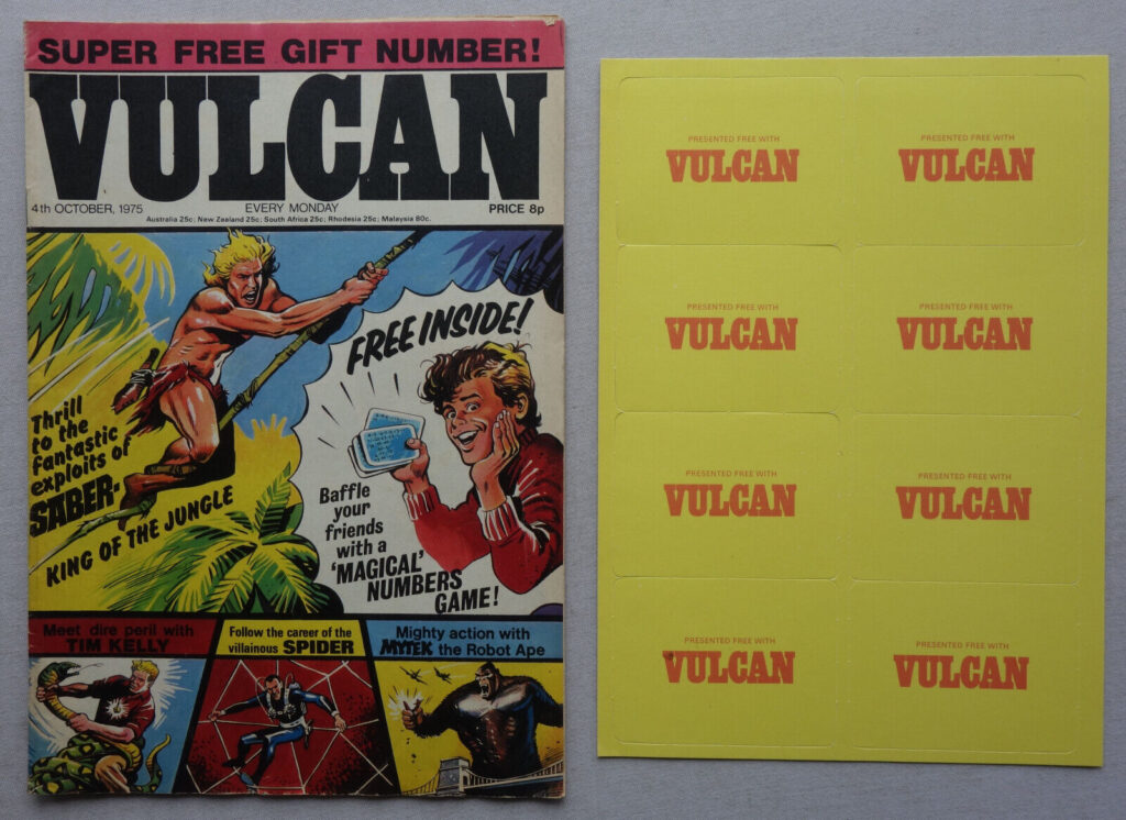 Vulcan No. 2 cover dated 4th October 1975 With Free Gift - Magical Numbers Game