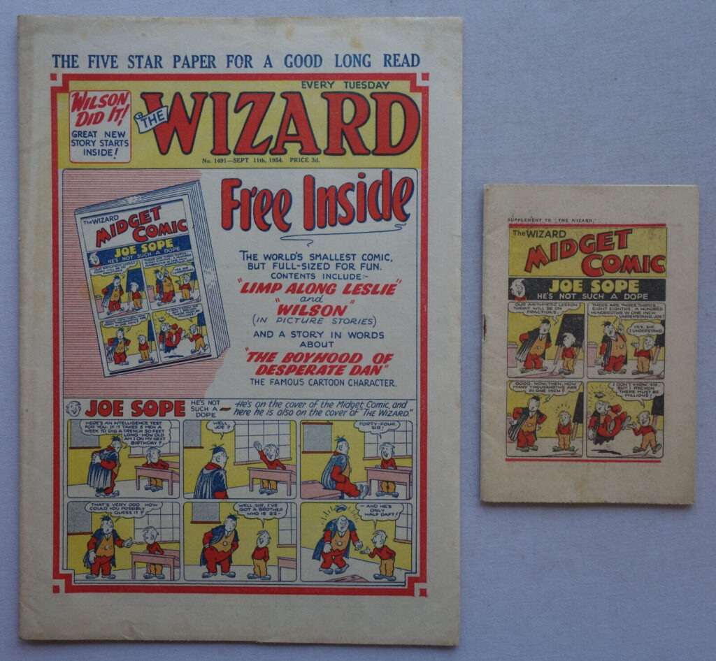 Wizard story paper No. 1491  cover dated 11th September 1954 With Free Gift- Midget Comic