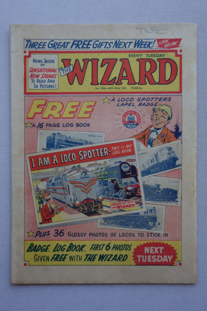 Wizard no. 1836, cover dated 22nd April 1961, with Free Gift - "Loco Spotters Guide"