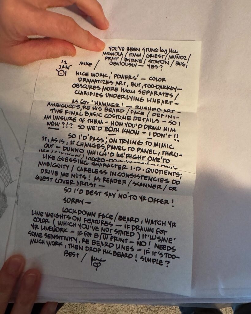 Alex Toth - art advice for Michael Oeming