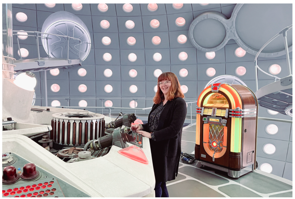 Sophie Cowdrey on the TARDIS set