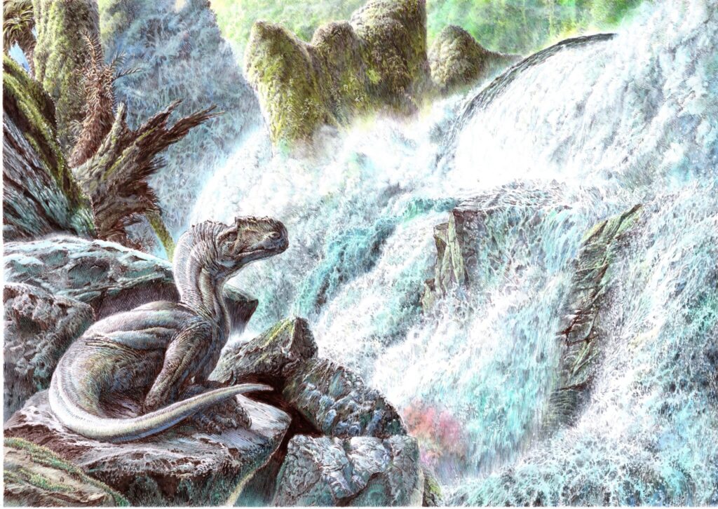 Cooling Off: Monolophosaurus, art by Steve White