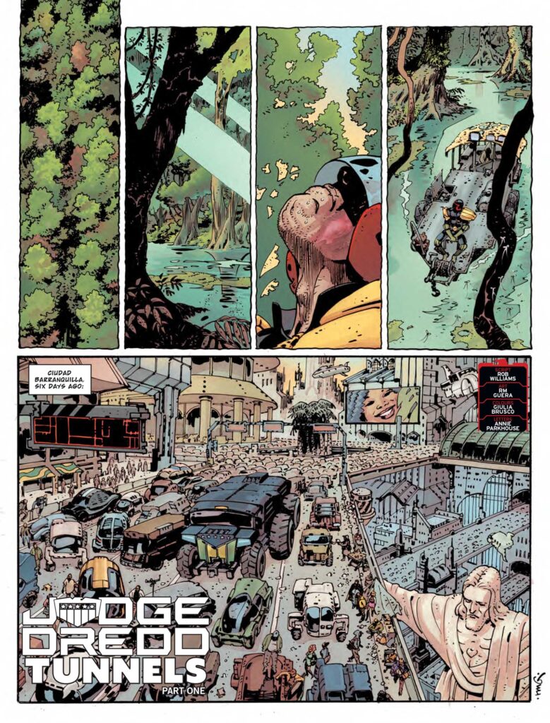 2000AD 2439 - JUDGE DREDD // TUNNELS
by Rob Williams (Writer) RM Guera (Artist) Giulia Brusco (Colourist) Annie Parkhouse (Letterer)