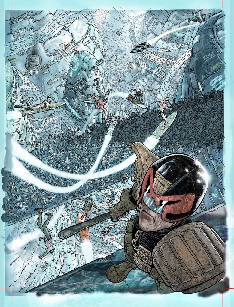 2000AD 2416 - Cover Process by Dave Taylor | https://2000ad.com/news/2000-ad-covers-uncovered-dave-taylor-on-prog-2416-thats-a-lot-of-perps/