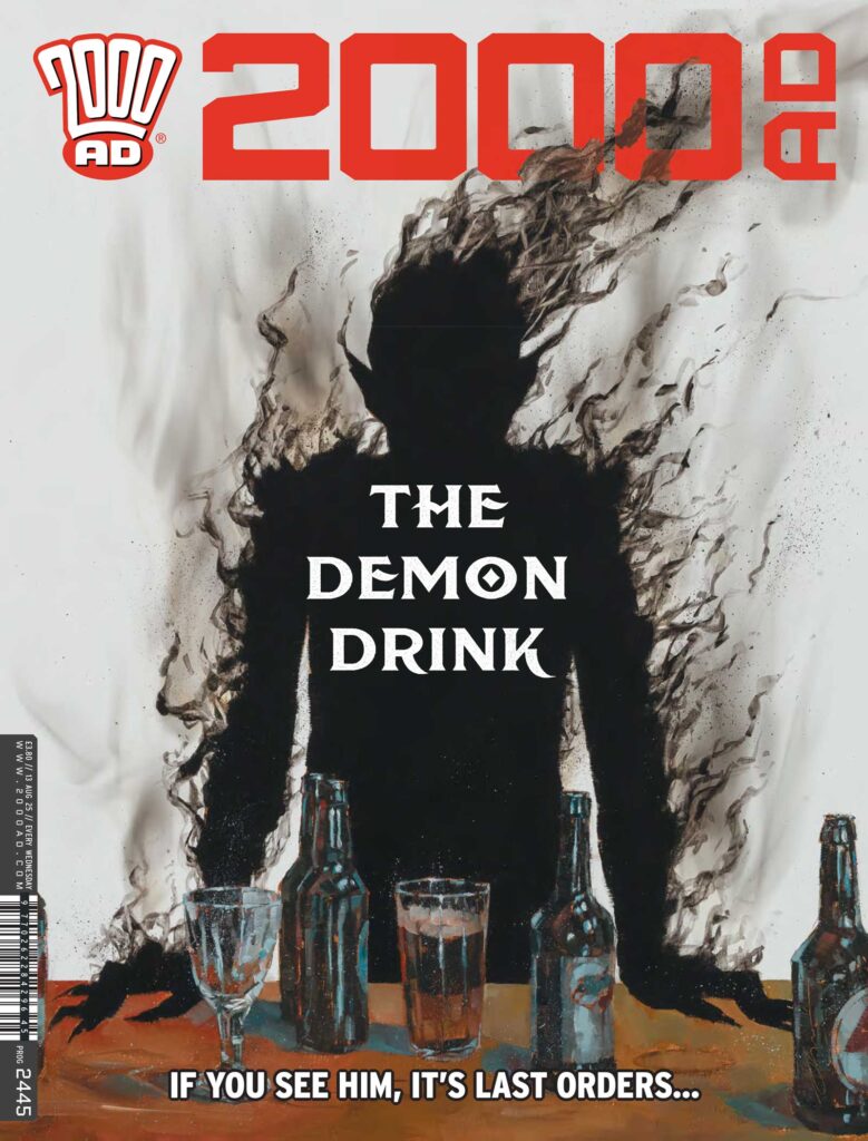 2000AD Prog 2445
UK and DIGITAL: 13 August July £3.80
NORTH AMERICA: 1 October $26.99 (Prog Pack)
DIAMOND: JUN251428
COVER: Simon Davis