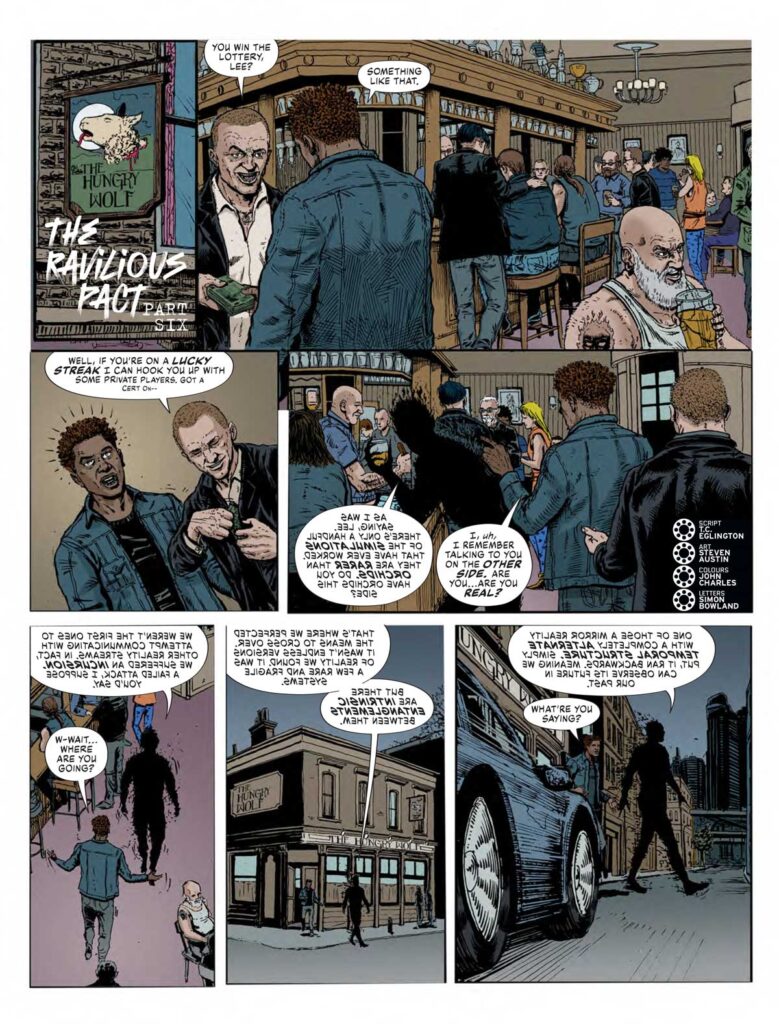 2000AD Prog 2445 - THE RAVILIOUS PACT
By T.C.Eglington (Writer) Steven Austin (Artist) John Charles (Colourist) Simon Bowland (Letterer)