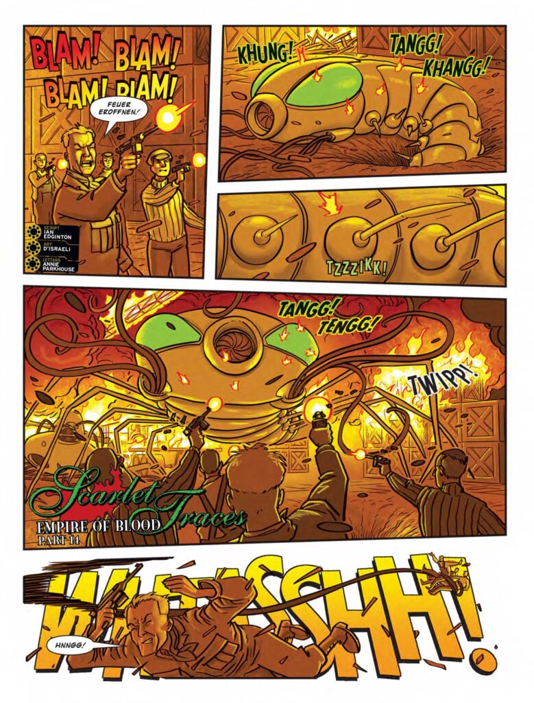 2000AD Prog 2445 - SCARLET TRACES // EMPIRE OF BLOOD 
By Ian Edginton (Writer) D'Israeli (Artist) Annie Parkhouse (Letterer)