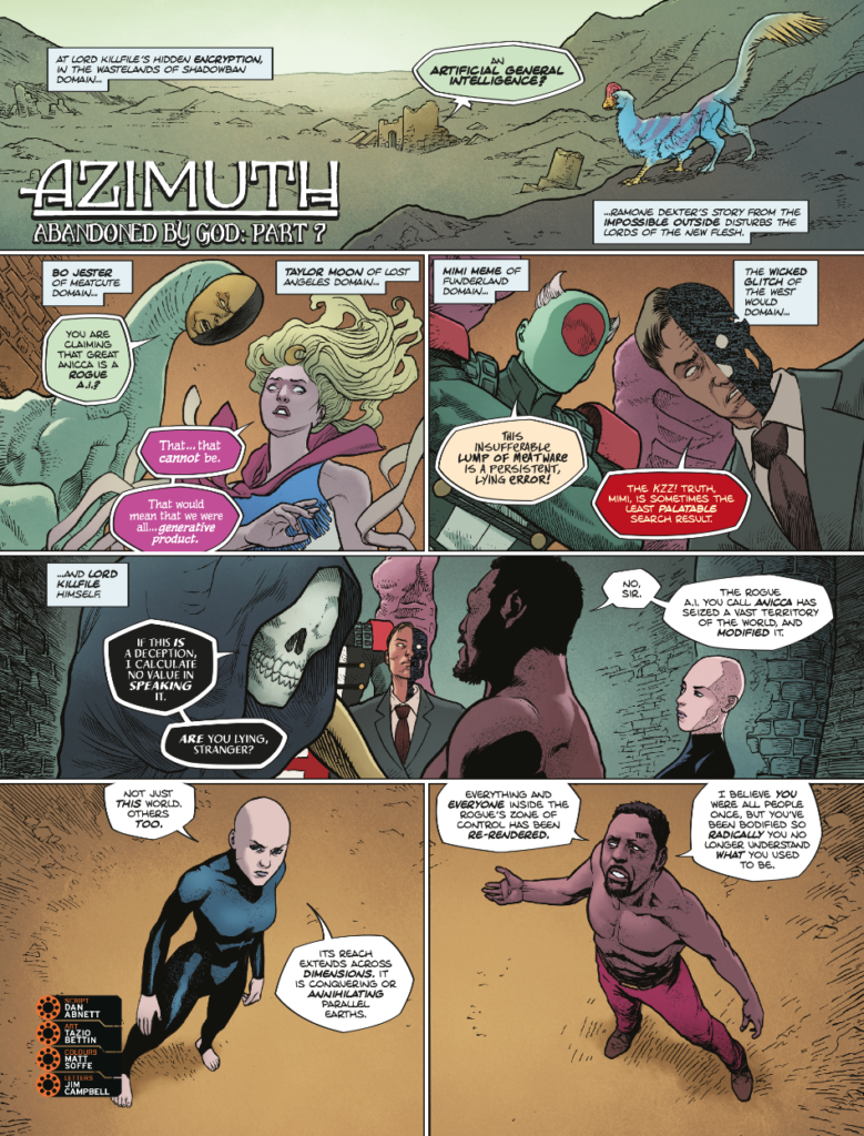 2000AD Prog 2446 - AZIMUTH // ABANDONED BY GOD 
by Dan Abnett (Writer) Tazio Bettin (Artist) Matt Soffe (Colourist) Jim Campbell (Letterer)