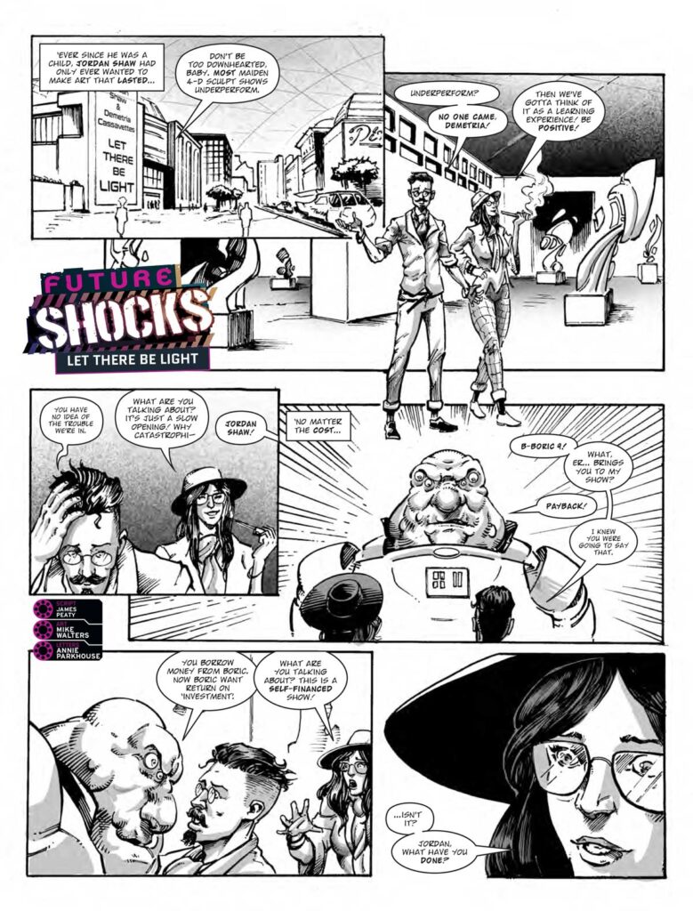 2000AD Prog 2447 - Future Shocks: Let There be light (Part 1)
By James Peaty (Writer) Mike Walters (Artist) Annie Parkhouse (Letterer)