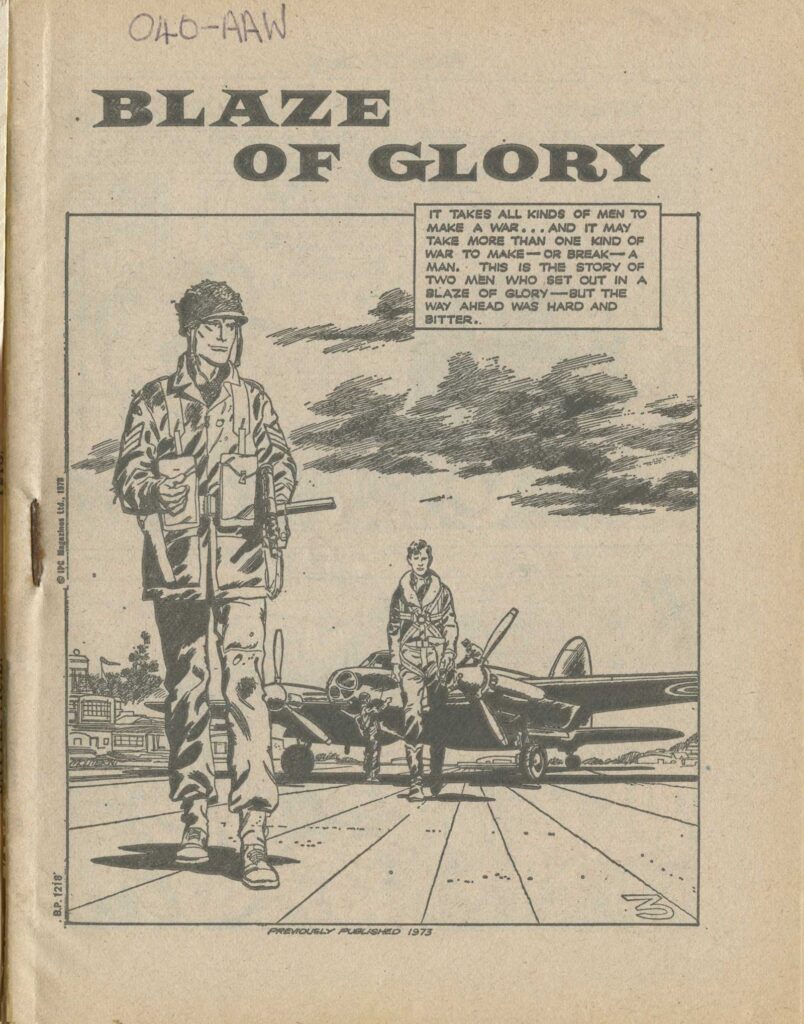 The scan from the comic page from Battle Picture Library 32, "Blaze of Glory". Often several sources would be used to find the best printed version