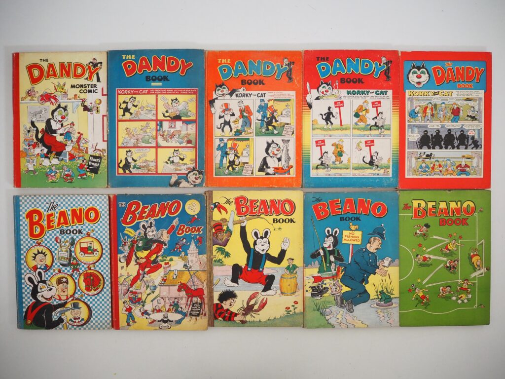 Dandy Monster Comic/Book 1952, 1953, 1954, 1955, 1957 + Beano Book 1952, 1953, 1954, 1955, 1957 (10 in Lot)