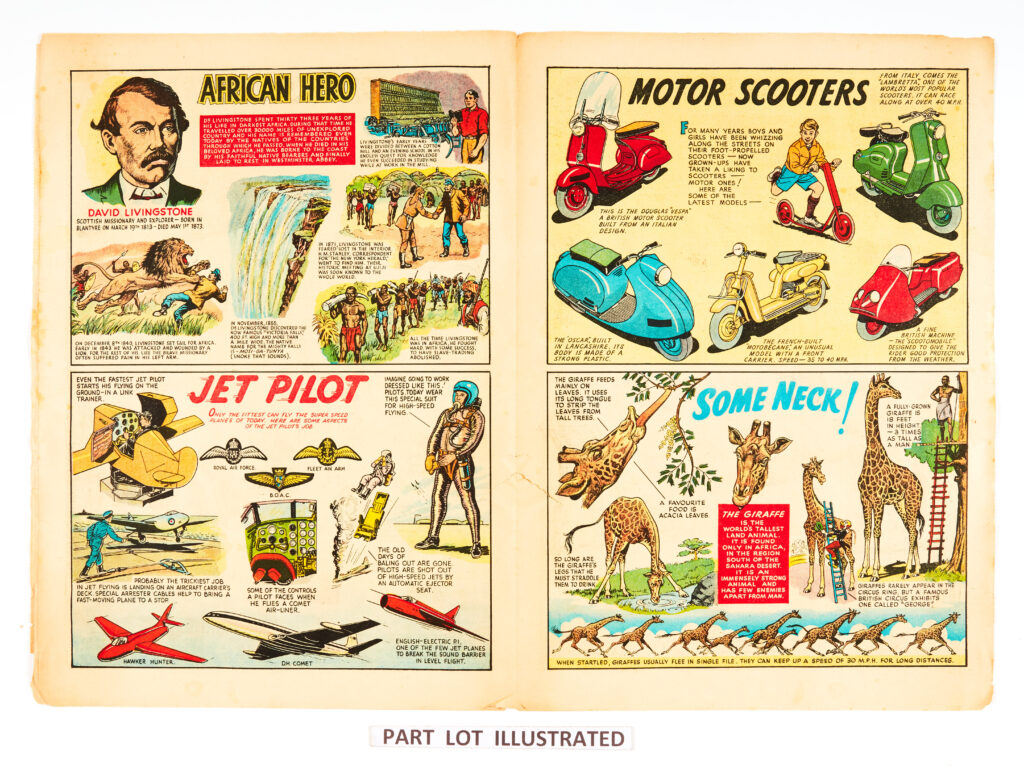 Beezer 1 (1956) Introducing Ginger by Dudley Watkins, Pop, Dick and Harry, Mick On The Moon and The Banana Bunch by Leo Baxendale