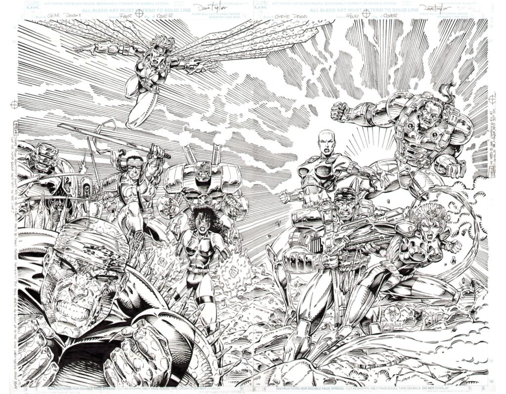 “I'm very sorry to hear of the passing of brilliant comic artist Dave Taylor,” says artist Stephen Baskerville. “I had such a good time back in the 90s, inking Dave's amazing pencils for Marvel UK's four-issue mini-series, Gene Dogs… I'm struck by the incredible range of styles and techniques he could use. As this was the 90s – and 'Image-style' was the hot look. Gene Dogs might not be that representative of Dave's art – but, like everything he applied his pencil to, boy, did he do it well!” The strip has never been reprinted.