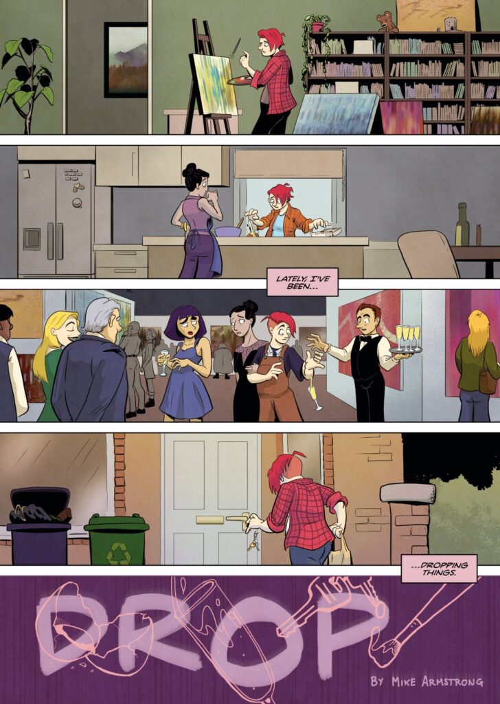 A preview of Mike Armstrong’s comic “Drop”, for BOXES Volume 4