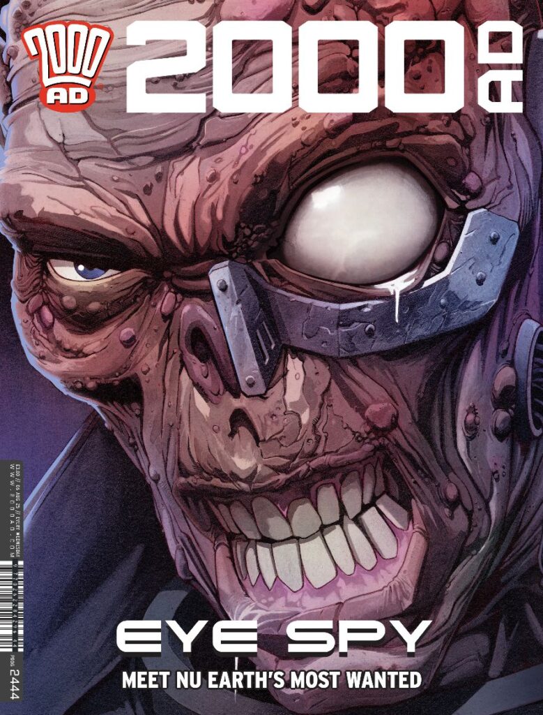 2000AD Prog 2444 UK and DIGITAL: 6th August July £3.80 NORTH AMERICA: 1st October $26.99 (Prog Pack) DIAMOND: JUN251428 COVER: Lee Carter
