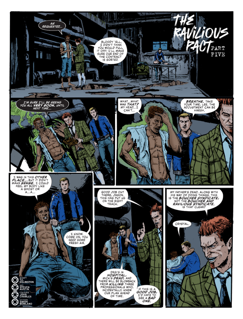 2000AD Prog 2444  - THE RAVILIOUS PACT
by T.C.Eglington (Writer) Steven Austin (Artist) John Charles (Colourist) Simon Bowland (Letterer)