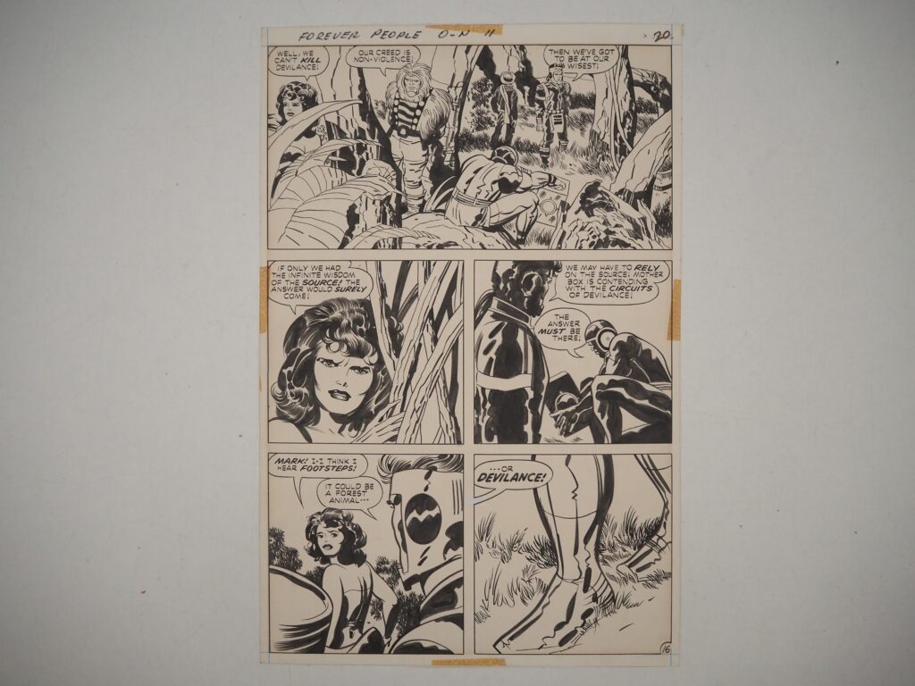 Jack Kirby “Forever People” original art from #11 for Forever People (1972 - DC) - Measures 40cm x 26.5cm