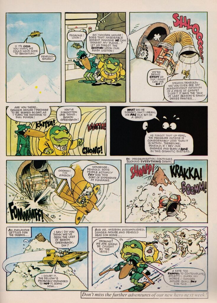 Danger Mouse debuts in Look-In Volume 12 No. 10, cover dated 6th March 1982, written by Angus Allan with art by Arthur Ranson