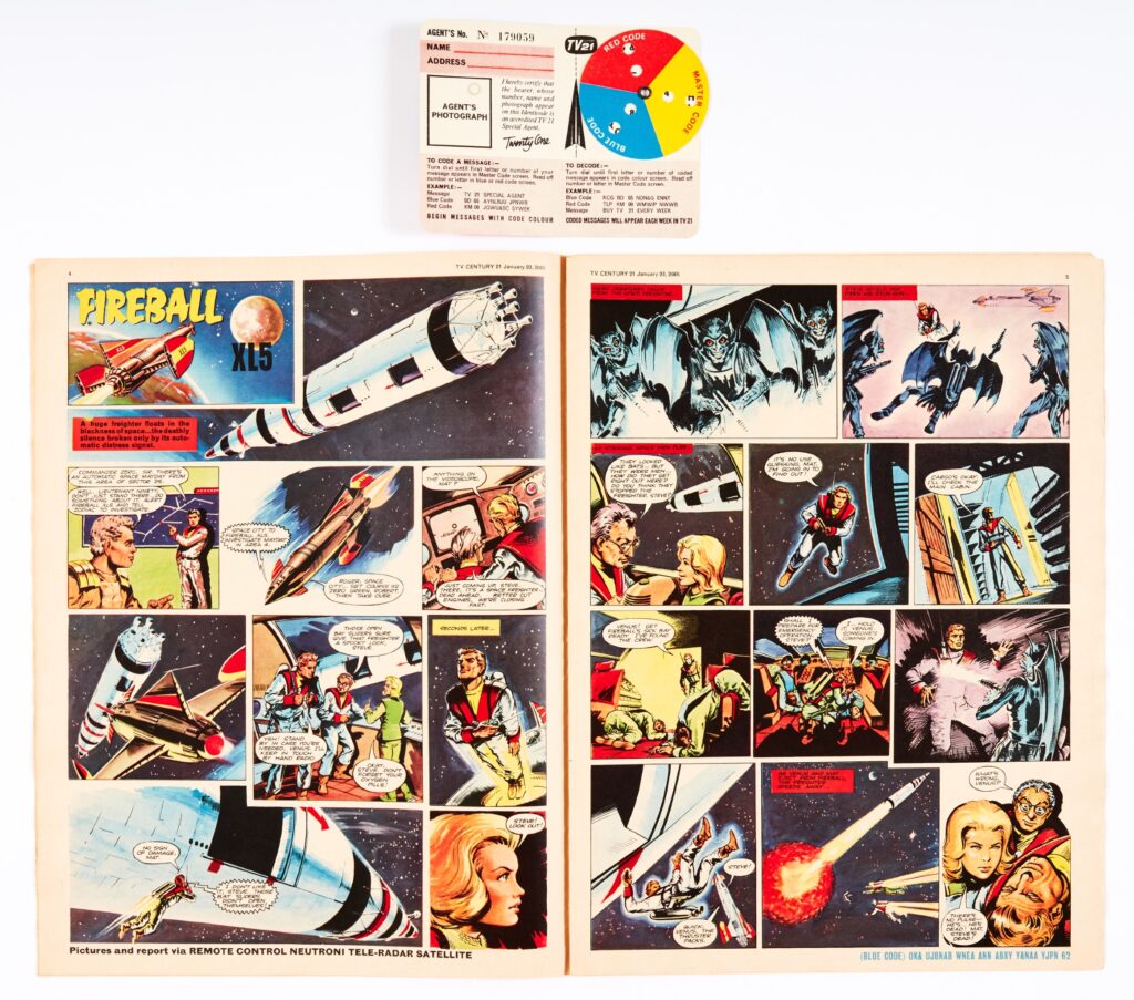 TV Century 21 No 1 (1965) With Free Gift - Secret Agent Identicode Card (without written name or address!). Featuring Stingray, The Daleks, Fireball XL5, Supercar, My Favourite Martian and Burke's Law. The highest graded first issue ever to be offered for auction, Identicode as new