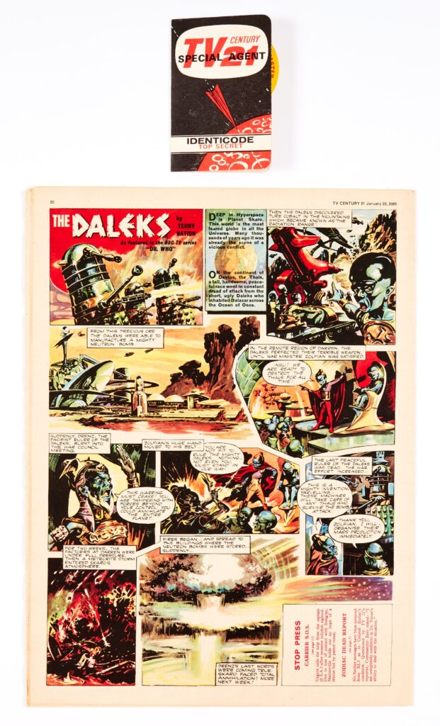 TV Century 21 No 1 (1965) With Free Gift - Secret Agent Identicode Card (without written name or address!). Featuring Stingray, The Daleks, Fireball XL5, Supercar, My Favourite Martian and Burke's Law. The highest graded first issue ever to be offered for auction, Identicode as new