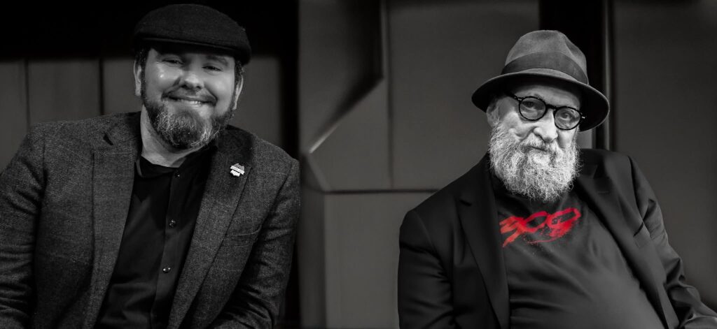 Eoin McAuley with Frank Miller. “An incredible experience,” says Eoin of the event,  “and we sincerely thank Mr. Miller and his team for making it all possible.” Photo via Eoin McAuley