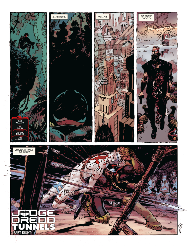 2000AD 2449 - JUDGE DREDD // TUNNELS
by Rob Williams (Writer) RM Guera (Artist) Giulia Brusco (Colourist) Jim Campbell (Letterer)