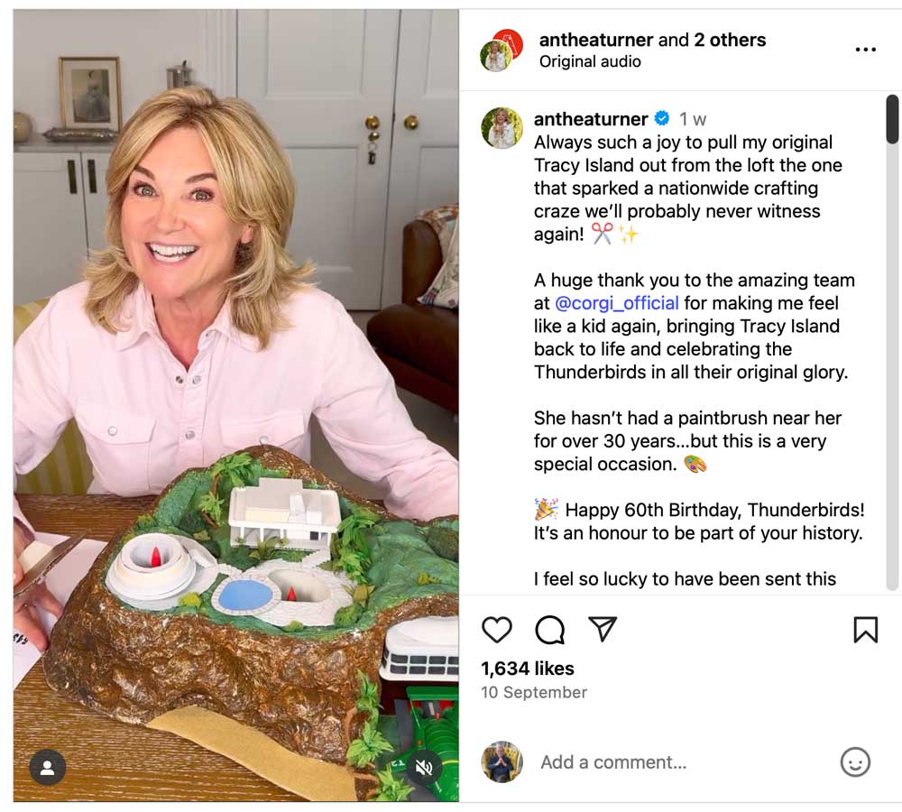 Anthea Turner - Thunderbirds Instagram Message 2025