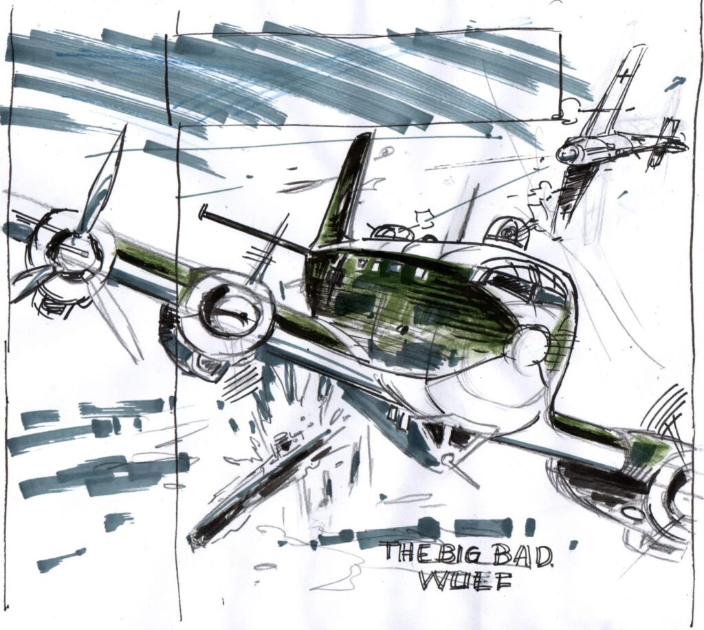 Carlos Pino's rough for the cover of Commando 5891: Braddock: Big Bad Wulfe