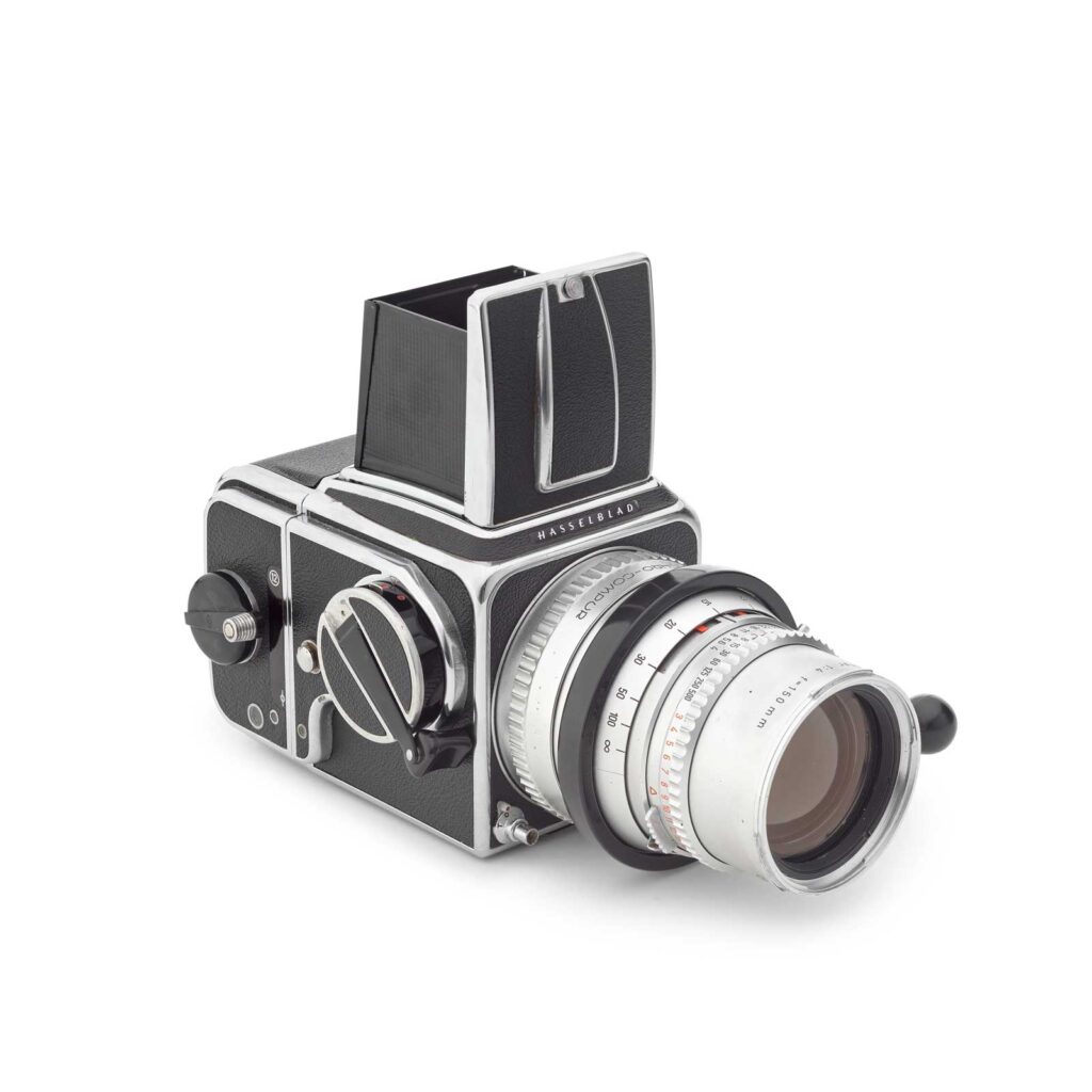 The Hasselblad 500C camera used by Duffy to photograph the Aladdin Sane & Scary Monsters (and Super Creeps) album artworks, 1970 | Photo Duffy © Duffy Archive & the David Bowie Archive™ | Photo via Bonhams