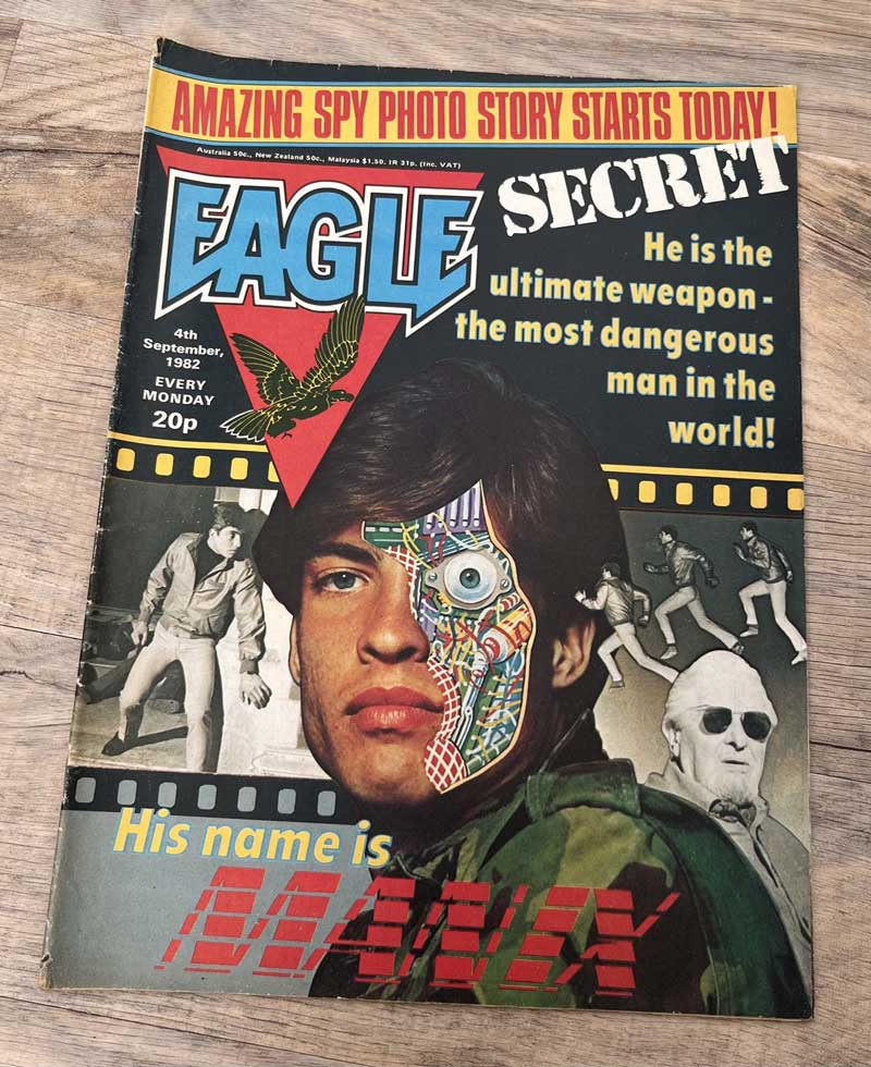 Eagle cover dated 4th September 1982 Starring Dan Dare And Doomlord, Manix