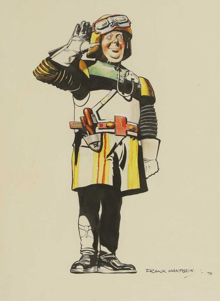 Digby, signed and dated "Frank Hampson 1975" , pen and ink and watercolour, 35.5 x 25.5cm