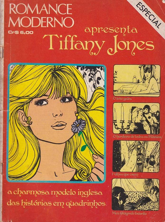 This 68-page Tiffany Jones collection – Romance Moderno Apresenta - Tiffany Jones Editora – was published in Brazil in 1975, released by RGE