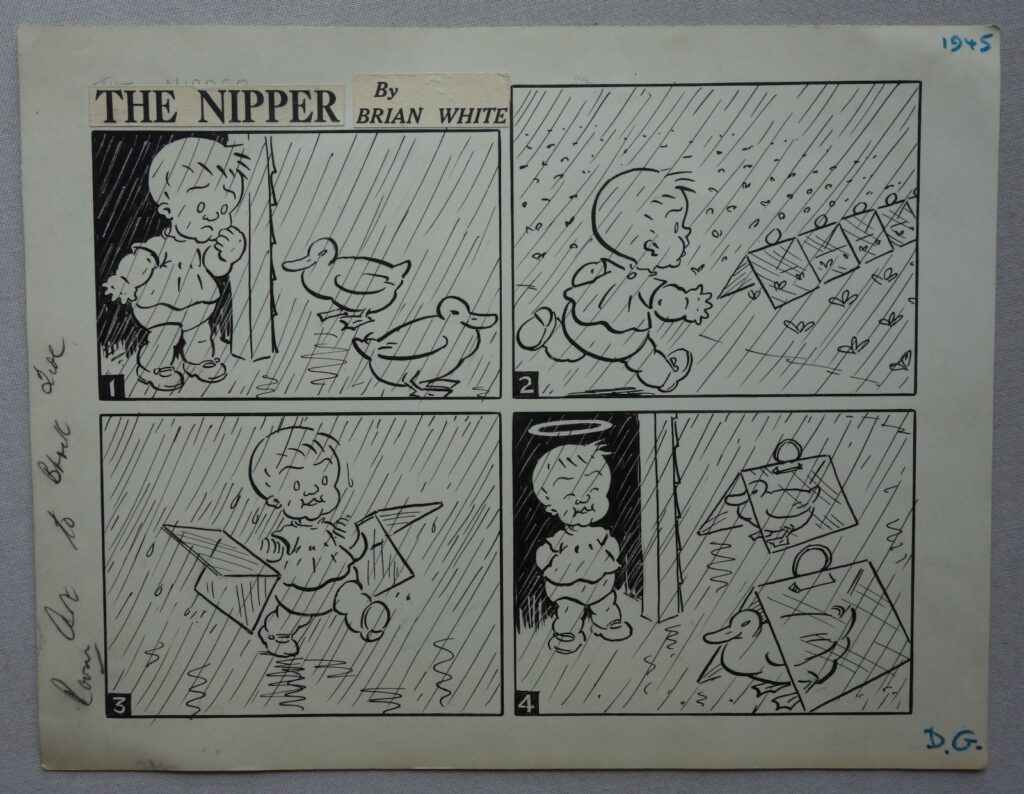"The Nipper" Original Comic Cartoon Artwork (1945) for the Daily Mail by Brian White