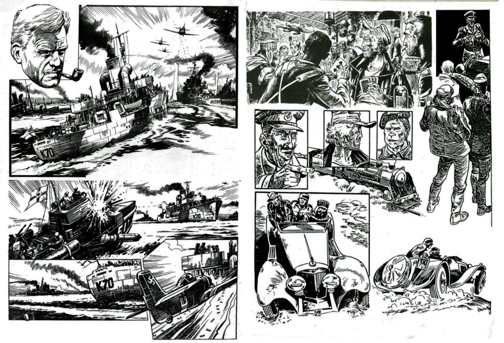 Ron was occasionally called on to emulate the work of others, such as for this "HMS Nightshade" strip for Battle, the story usually drawn by Mike Western. "Trying to ape the style of someone else is always a hiding to nowhere, because however good you are, nobody ever appreciates it," Ron felt.