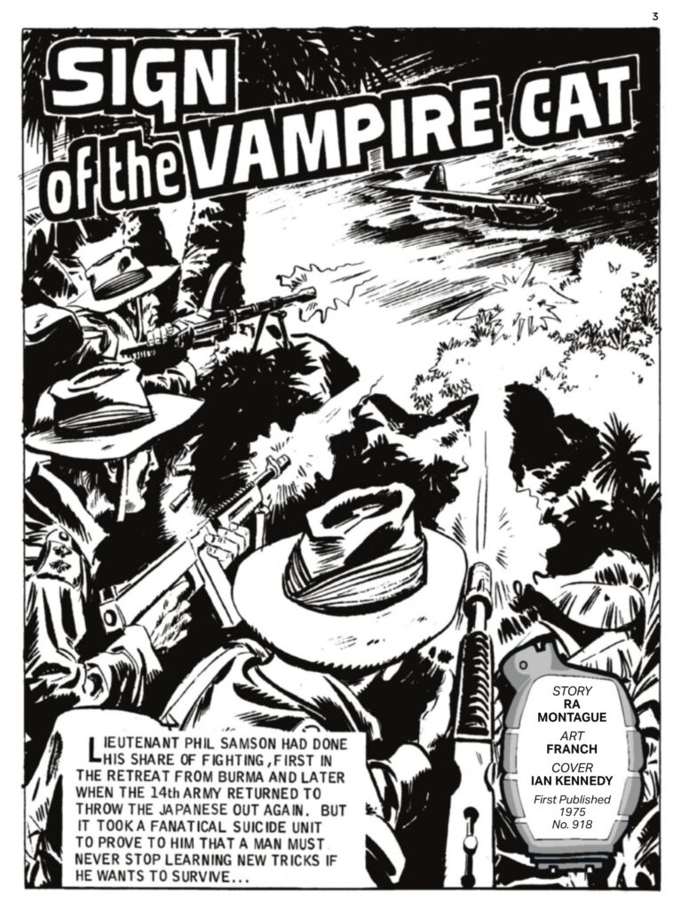 Commando 5896 (Gold): Sign of the Vampire Cat Story: RA Montague | Art: Franch | Cover: Ian Kennedy First published 1975 as No. 918