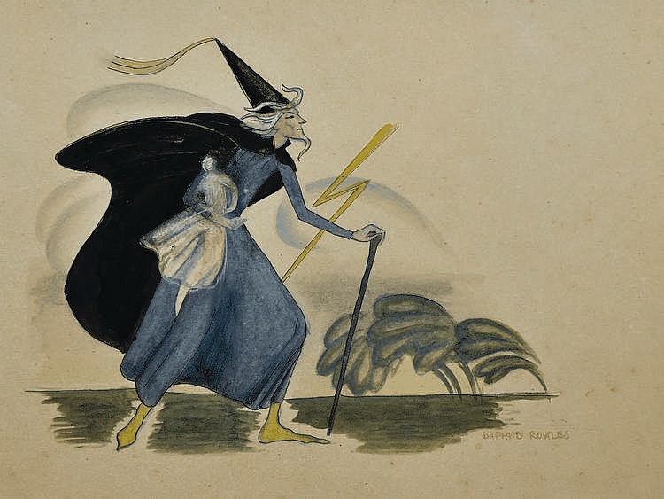 "A Witch Carrying a Child", an illustration by Daphne Rowles sold at auction in 2014