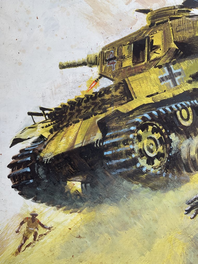 The original cover artwork for War Picture Library 656 published by Fleetway in 1971 by Graham Coton. Gouache on board, measuring 38 x 45 cm