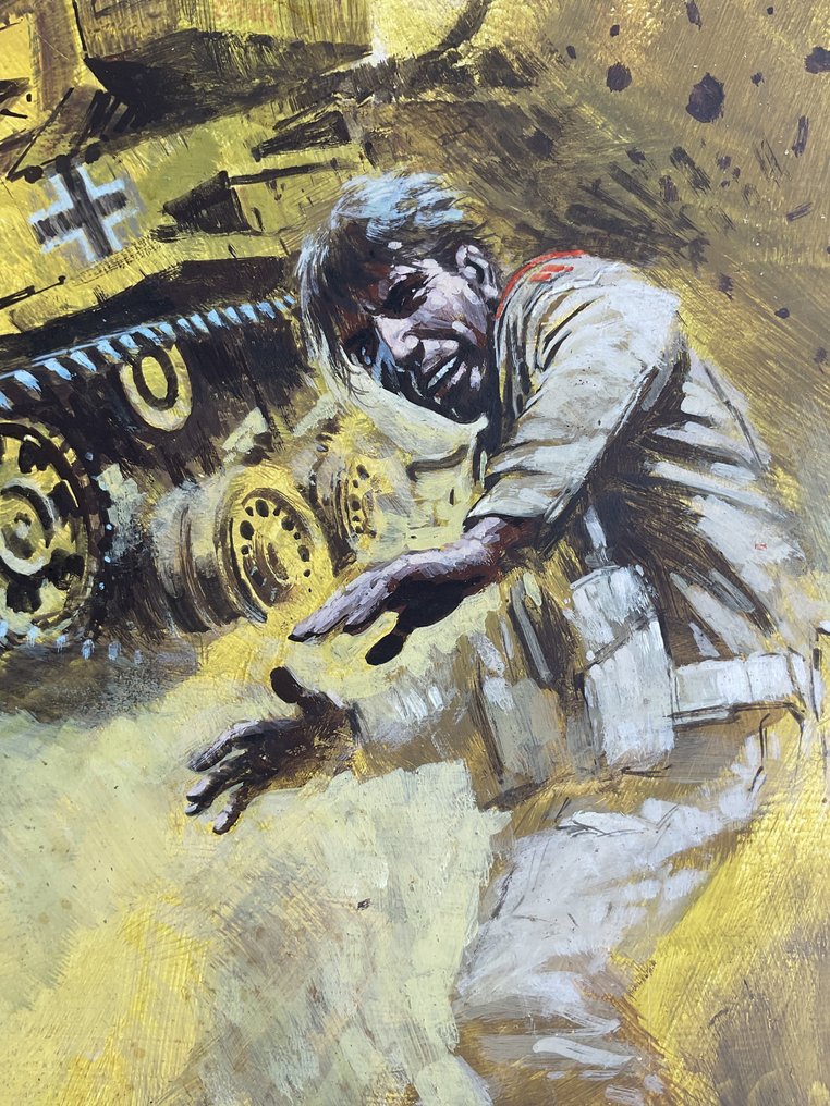 The original cover artwork for War Picture Library 656 published by Fleetway in 1971 by Graham Coton. Gouache on board, measuring 38 x 45 cm