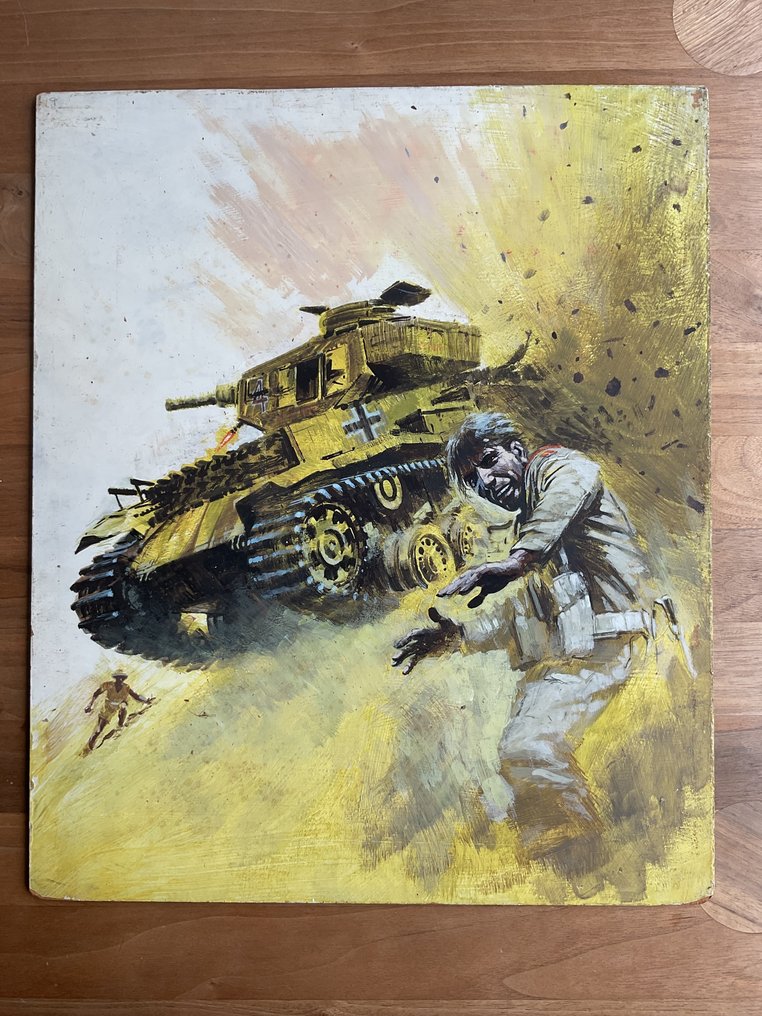 The original cover artwork for War Picture Library 656 published by Fleetway in 1971 by Graham Coton. Gouache on board, measuring 38 x 45 cm