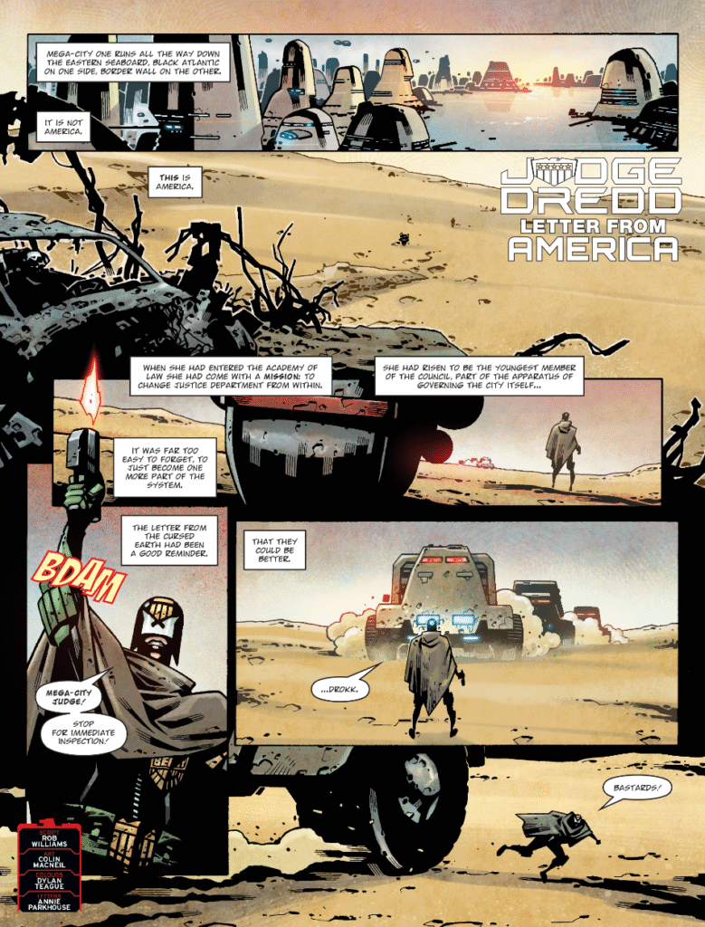 Judge Dredd Megazine 485 - JUDGE DREDD // LETTER FROM AMERICA by Rob Williams (Writer) Colin MacNeil (Artist) Chris Blythe (Colourist) Annie Parkhouse (Letterer)