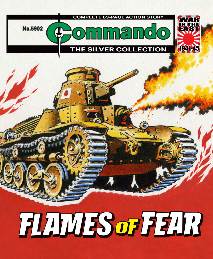 Commando 5902 (Silver): Flames of Fear
Story: CG Walker
Art: Ruiz
Cover: Jeff Bevan
First published 1984 as No. 1792