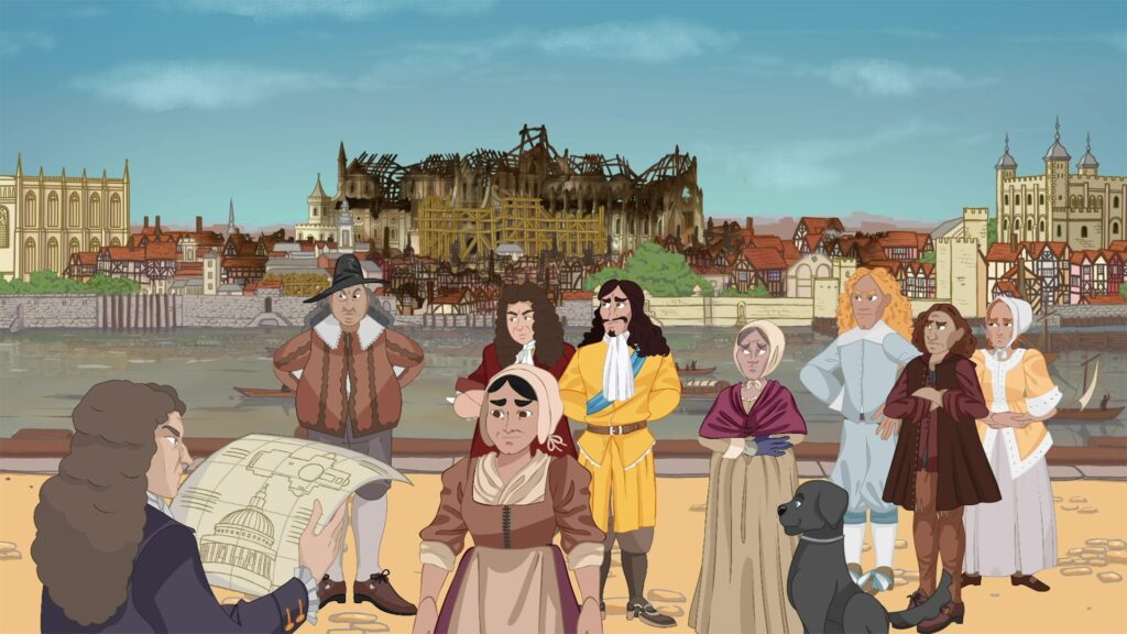 King Bee projects include "Reimagining The Restoration," a series of three animated videos created for the Museum of London, offering a captivating and educational exploration of the Great Fire of London