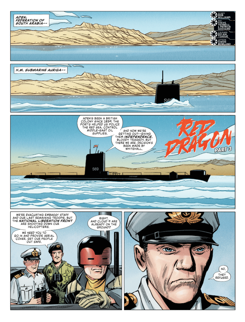 2000AD Prog 2453 RED DRAGON
by Rob Williams (Writer) Steve Yeowell & Patrick Goddard (Artist) Dylan Teague (Colourist) Simon Bowland (Letterer)