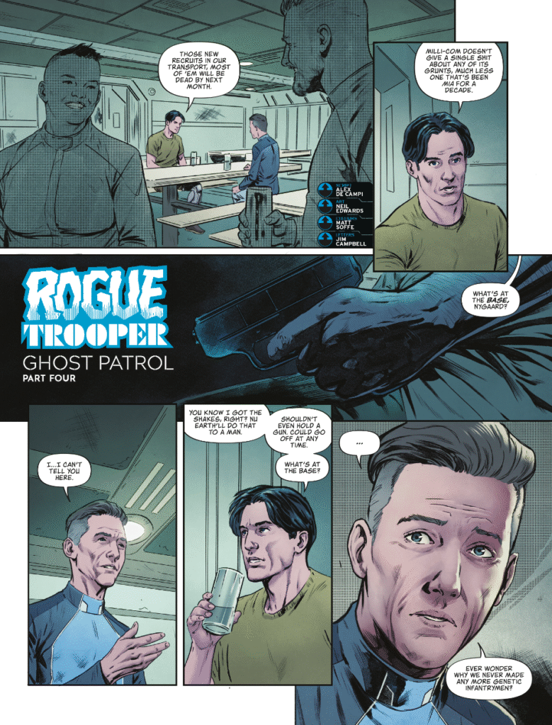 2000AD Prog 2453 ROGUE TROOPER // GHOST PATROL
by Alex de Campi (Writer) Neil Edwards (Artist) Matt Soffe (Colourist) Jim Campbell (Letterer)