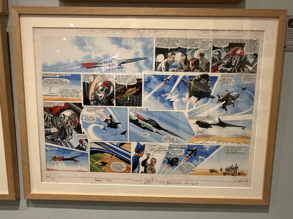 “Thunderbirds” by Frank Bellamy. “The Future Was Then” exhibition at the Cartoon Museum, London. Photo: Dean Simons