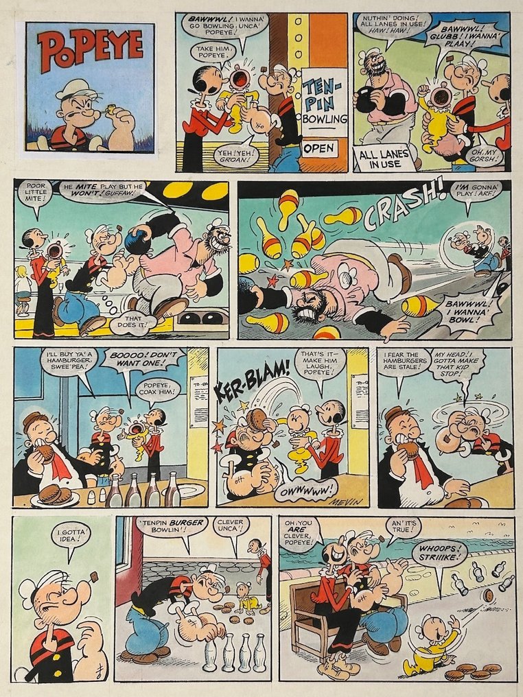 "Popeye" art by Bill Mevin, for TV Comic 1556, cover dated 15th October 1981
